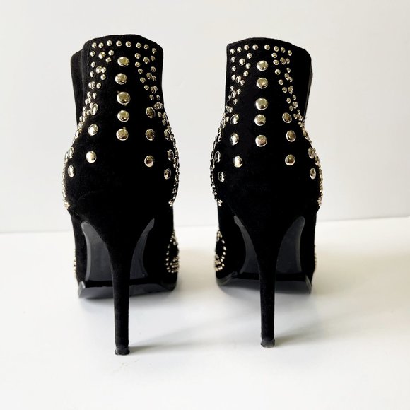 ZARA Studded Boots Faux Suede Trafaluc High Heel Size 7.5 - Picture 3 of 8